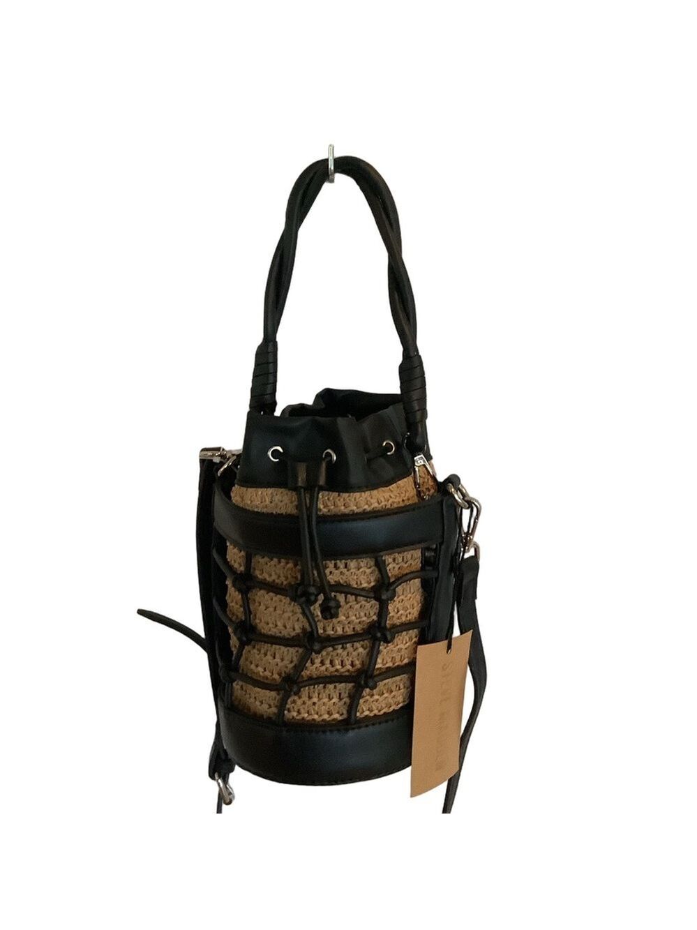 Steve Madden Natblack Blochan Drawstring Bucket Bag New - Picture 1 of 6